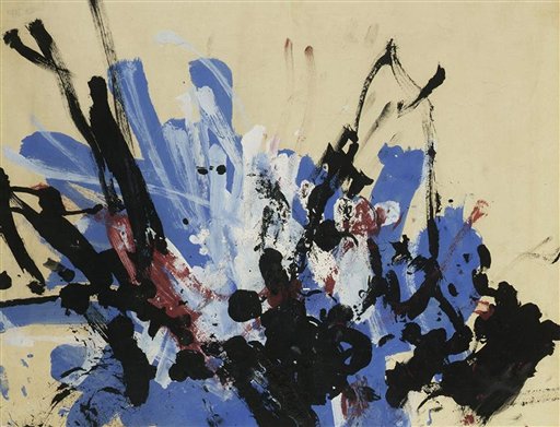 Este cuadro, titulado Untitled abstract, fue pintado por Congo a finales de 1957 y es quizás su obra más conocida. Fue vendido en 2005 junto a otros dos cuadros más por 14.400 libras esterlinas en el Bonhams de Londres (Dominio Público; las obras de los animales no humanos no tienen copyright).