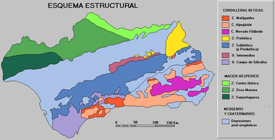 Mapa estructural de las cordilleras béticas