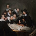 Colecciones osteológicas. Lección de anatomía del Dr. Nicolaes Tulp, Rembrandt, 1932. Representación de una clase pública sobre anatomía