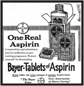 Publicidad de las tabletas de aspirinas Bayer del 19 February 1917