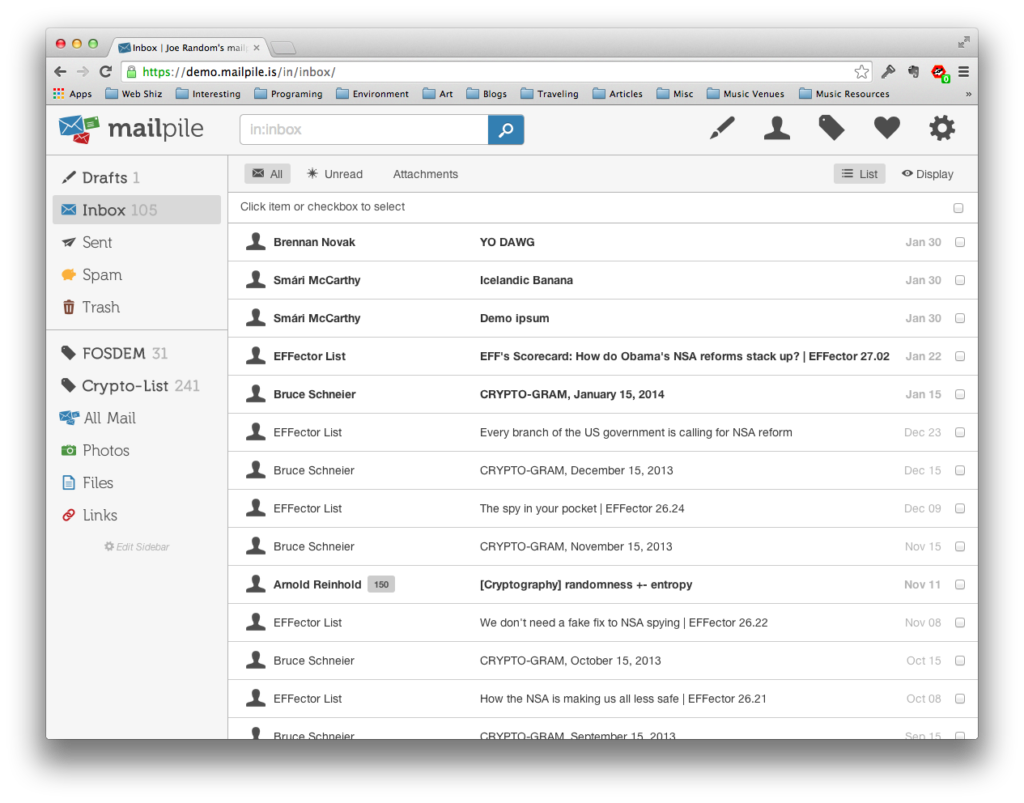 Software libre - Captura de pantalla de Mailpile