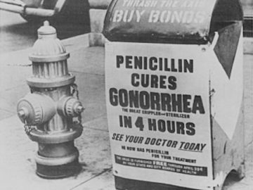 Anuncio de 1944 sobre la efectividad de la penicilina.